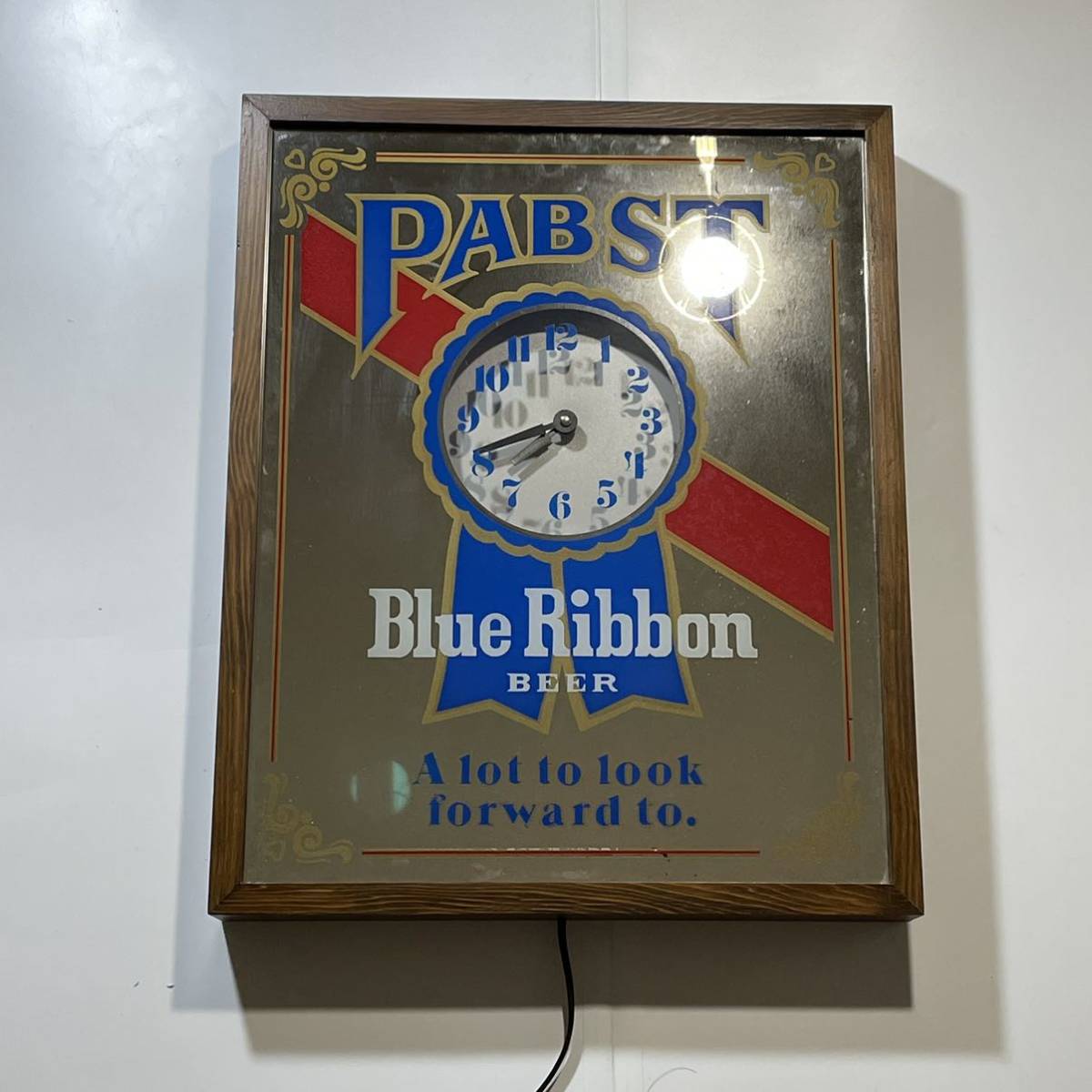 ビンテージ アンティーク PABST パブスト 掛け時計 パブミラー ランプ