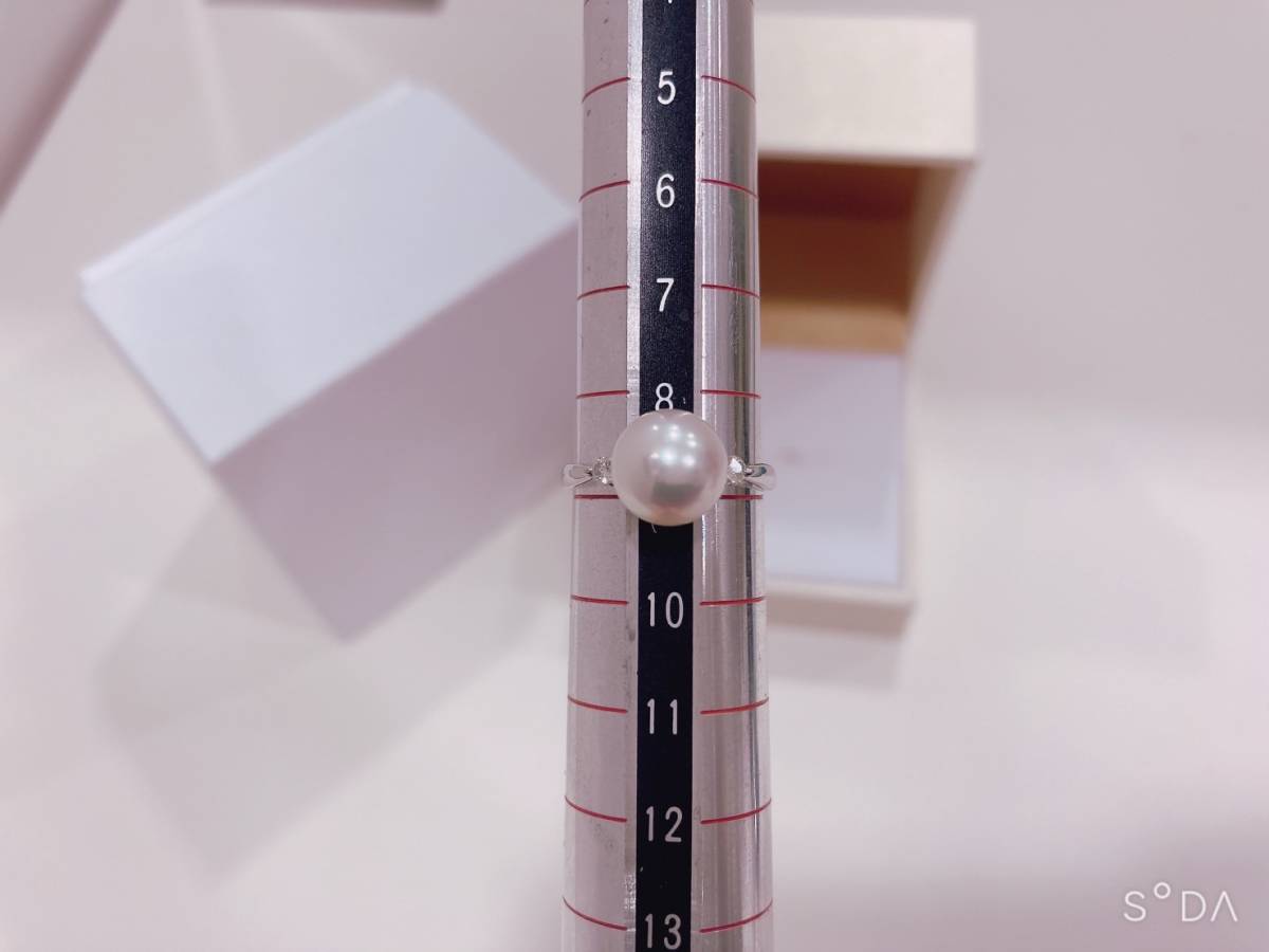 ◆【美品】VERITE ベリテ PT900 パール ダイヤモンド リング 0.08ct 南洋真珠