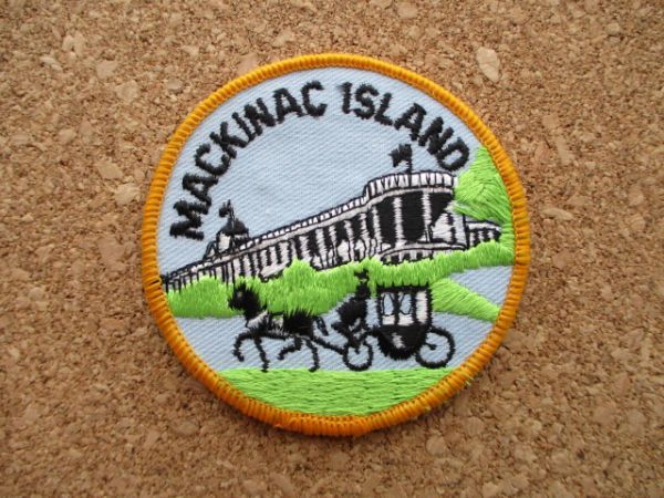 70s マキノー島MACKINAC ISLANDミシガン州ワッペン/PATCH馬車VintageビンテージVoyager旅行アメカジ観光USAパッチ D4_画像1