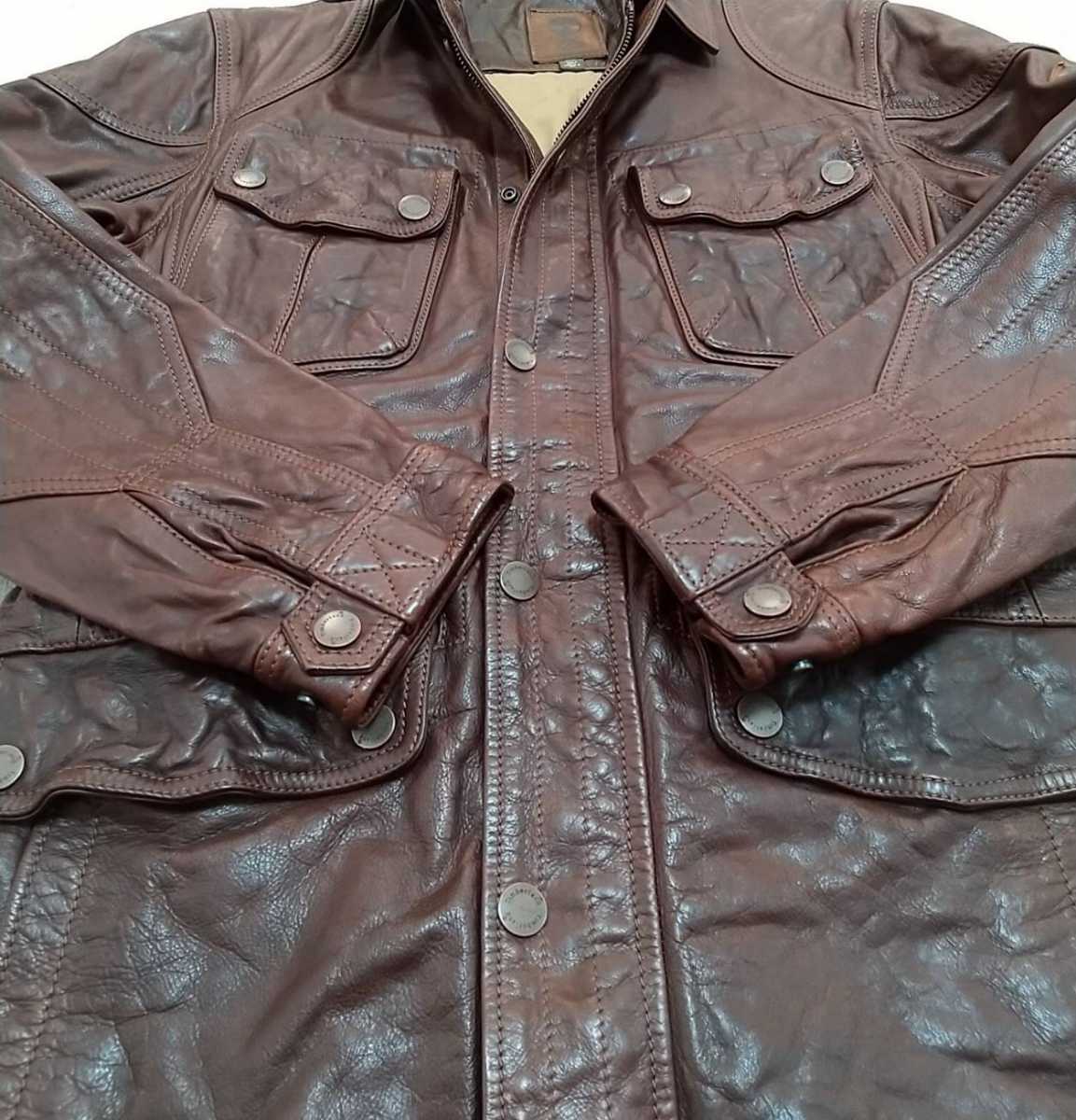 極美品 米国 Timberland カーコート カウハイド パデッド ライダース