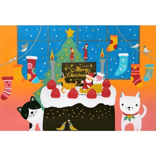 【送料無料・新品】吉岡浩太郎『楽しいクリスマス・太子（マット）』ジクレー 風景画 ツリー パーティー 猫【AHA-FUKEI-T104】