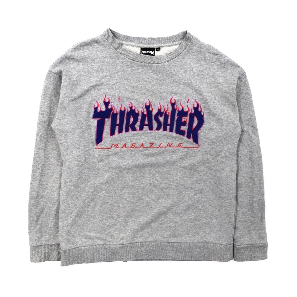 THRASHER スウェット M グレー ファイヤーロゴ MAGAZINE_画像2