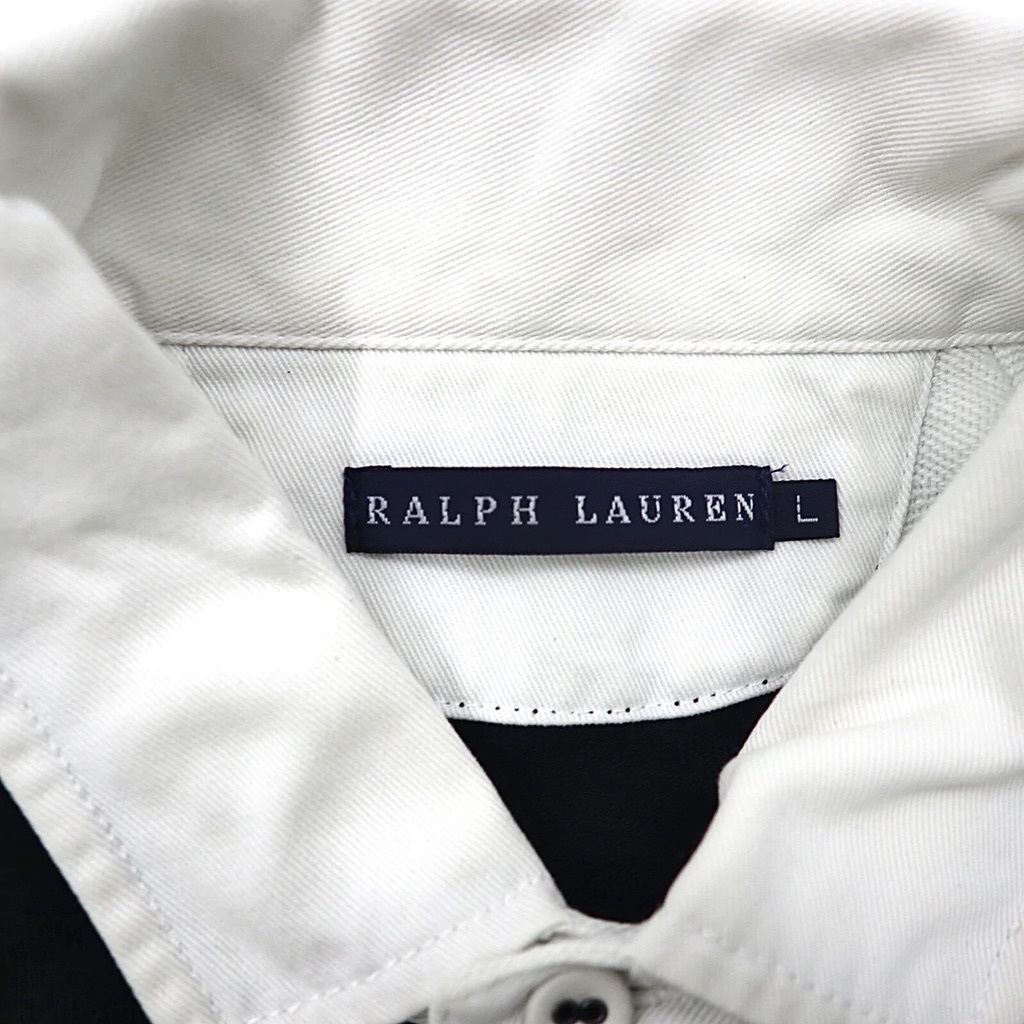 RALPH LAUREN ラガーシャツ L ブラック ロゴ刺繍 ナンバリング ワッペン_画像4