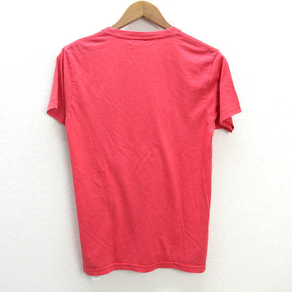 s# Beams /BEAMS print short sleeves T-shirt [M degree ] pink /MENS/59[ used ]