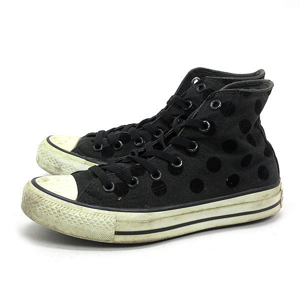 WW■【23.5cm】コンバース/CONVERSEオールスターハイALLSTAR HIドット柄スニーカー■黒LADIES■122【中古】■_画像1