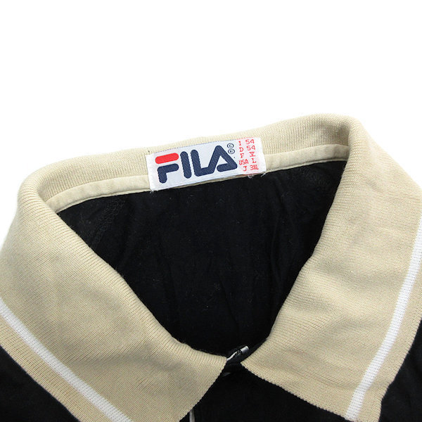 Z■90年代・ビッグサイズ■フィラ/FILA 前立てロゴ 半袖ポロシャツ■黒【3XL】MENS/レトロ/111【中古】■_画像2