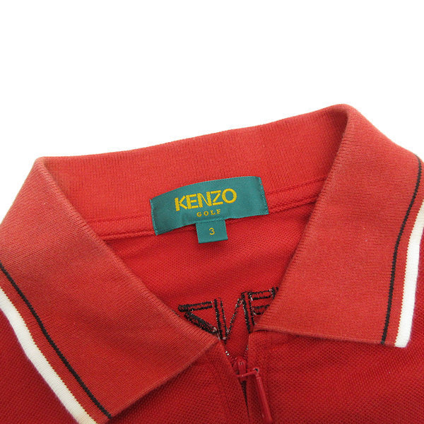 Z■日本製・レトロ■ケンゾーゴルフ/KENZO GOLFハーフジップ 半袖シャツ■赤【3】MENS/77【中古】■_画像2