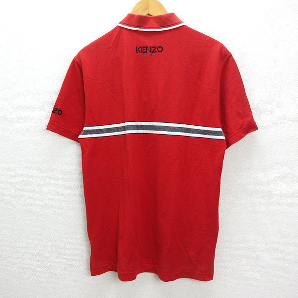 Z■日本製・レトロ■ケンゾーゴルフ/KENZO GOLFハーフジップ 半袖シャツ■赤【3】MENS/77【中古】■_画像3