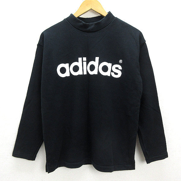 Z■90’S 古着■アディダス/ADIDASハイネック スウェットトレーナー■黒【160】ジュニア/LADIES可/レトロ/2【中古】■_画像1