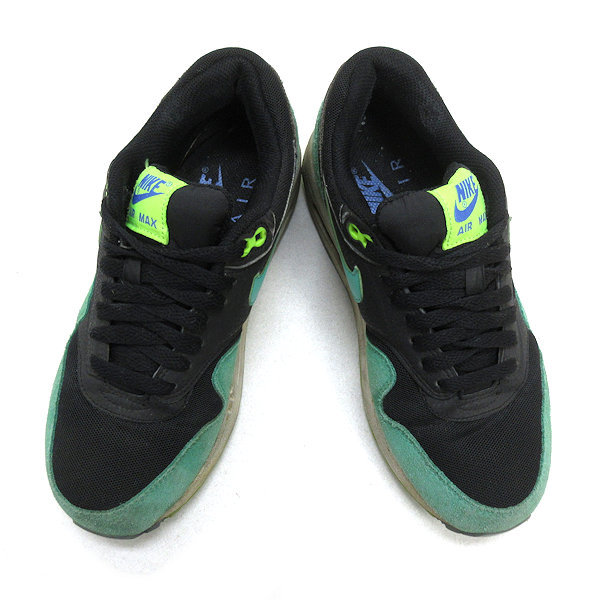 y■【24cm】ナイキ/NIKEエアマックス エッセンシャルWMNS AIR MAX 1 ESSENTIAL ランニングシューズ■黒/緑LADIES/11【中古】■_画像2