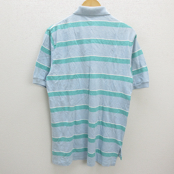 Z■ラルフローレン/Ralph Laurenボーダー半袖ポロシャツ■水色/緑【メンズM】MENS/ナイガイ/15【中古】■_画像3