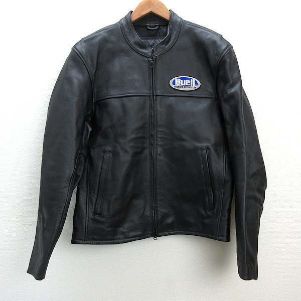 y■06年製■Buell ビューエル Leather Motorcycle Jacket Sライダースジャケット■HD-446/黒【 M 】MENS/135【中古】_画像1