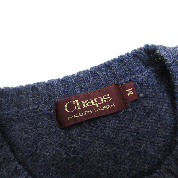 z■チャップス ラルフローレン/CHAPS Ralph Lauren ウールニットセーター 刺繍【M】紫/MENS/168【中古】_画像2