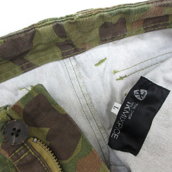 k# Takeo Kikuchi /TK MIXPICE camouflage / camouflage pattern cropped pants / ankle height [L] khaki /MENS#169[ used ]