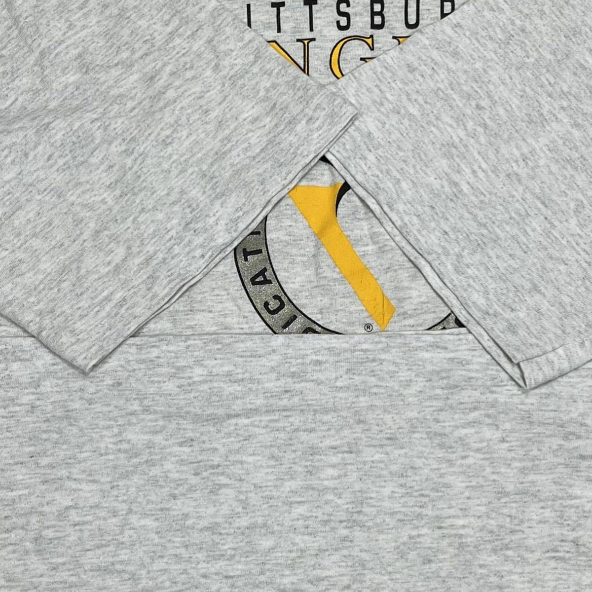 ■ 90s 90年代 ビンテージ USA製 FRUIT OF THE LOOM NHL Pittsburgh Penguins Tシャツ グレー サイズXXL ペンギンズ アイスホッケー ■_画像7