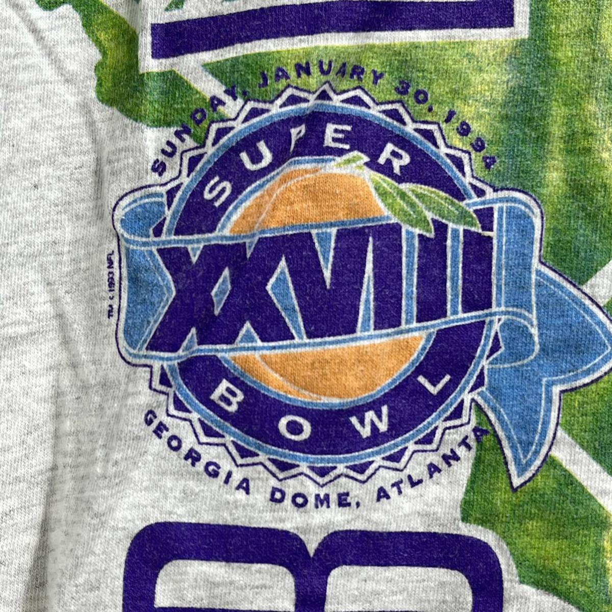 ■ 90s 90年代 ビンテージ USA製 NFL Wavy Lays SUPER BOWL XXVIII 両面プリント 半袖 Tシャツ サイズL グレー アメフト スーパーボウル ■_画像5