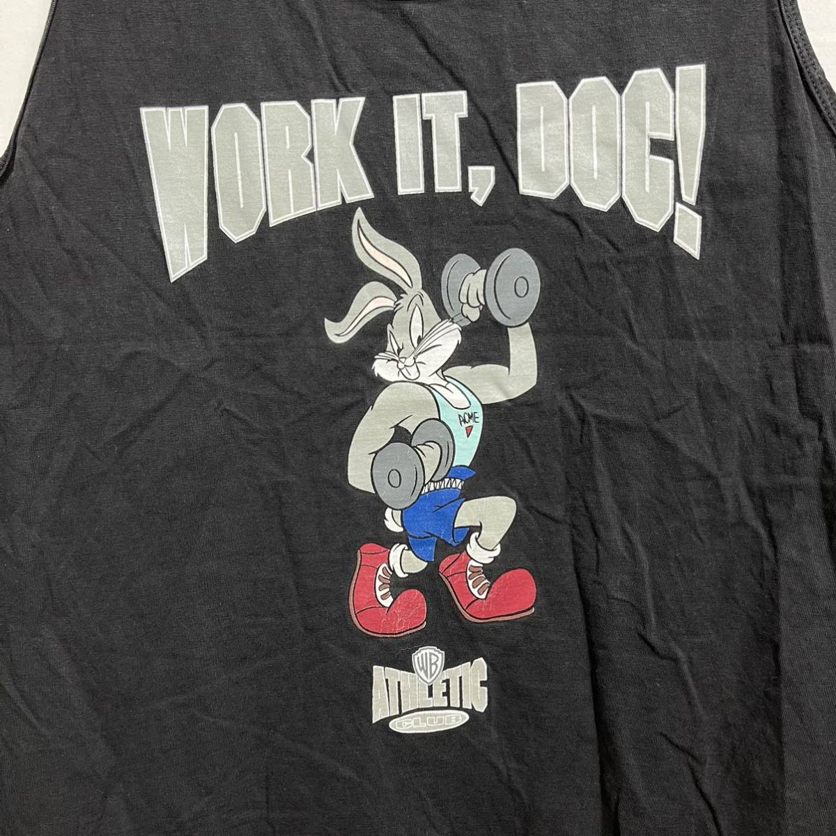 # ACME CLOTHING Warner Bros Looney Tunes Bugs Bunny m Kim ki.tore illustration print tank top old clothes size L black #