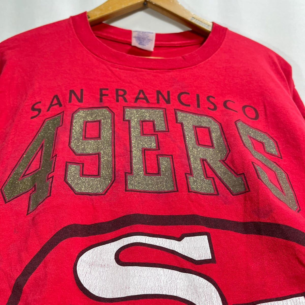 ■ 90s 90年代 ビンテージ USA製 STARTER NFL サンフランシスコ 49ers ロゴプリント 半袖 Tシャツ LARGE レッド アメカジ アメフト ■_画像2