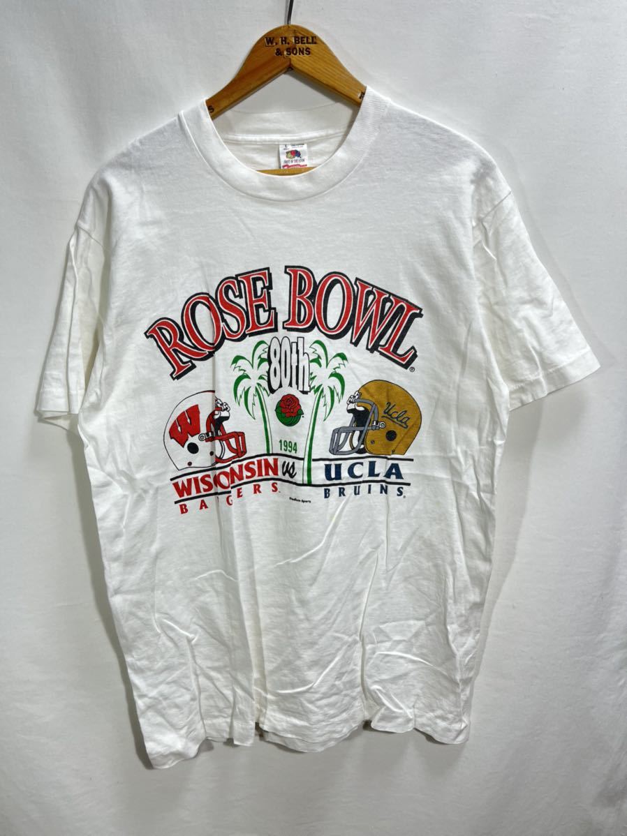 ■ 90s ビンテージ USA製 カレッジ アメフト ROSE BOWL 1994 ロゴイラスト 半袖 Tシャツ サイズL アメカジ 大学 WISCONSIN vs UCLA ■_画像1