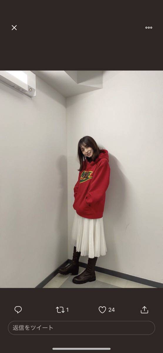 長濱ねる着 Supreme × Nike 19FW Week14 Leather Applique Hooded Sweatshirt Red Small 美品 SNKRS購入 国内正規 パーカー 赤 Sサイズ