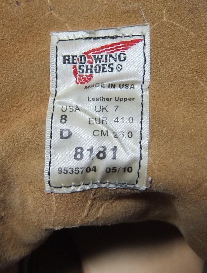 2010年 REDWING 8181 スエード 茶 8D 26cm レッドウィング ミュールスキナー プレーントゥ スウェード ブラウン_画像10