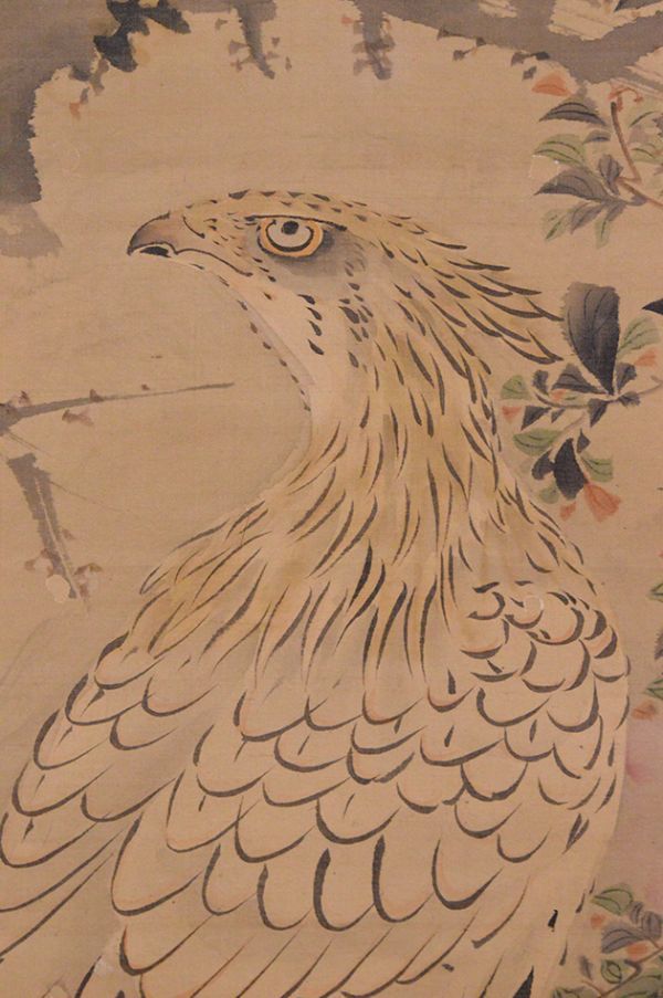 瓢 真作 谷文晁 梅に鷹図 絹本 時代箱入 江戸文人画壇の重鎮 中国唐 ...