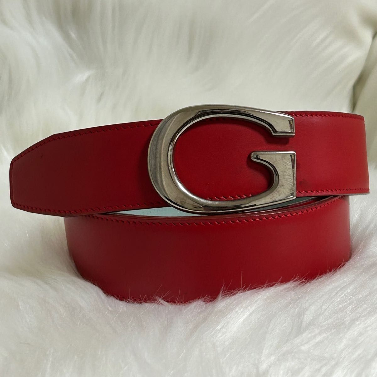 GUCCI☆グッチ☆ベルト☆シルバー金具☆レザー☆赤系☆美品 メンズ