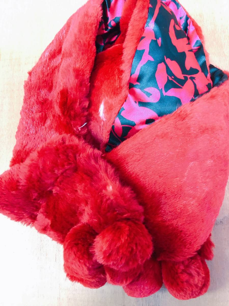  new goods * unused storage goods Ram fur muffler soft pretty piece .. plain red beautiful red 