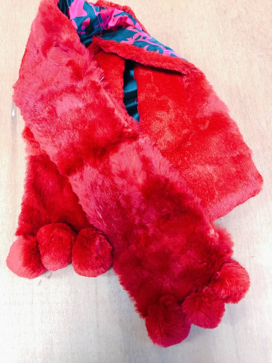  new goods * unused storage goods Ram fur muffler soft pretty piece .. plain red beautiful red 