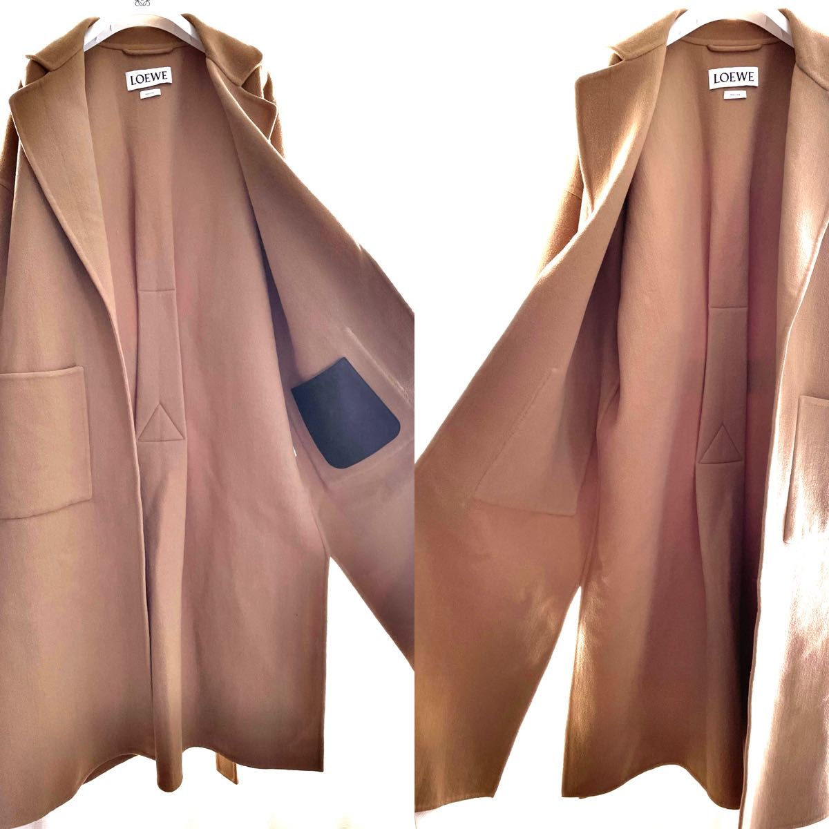 LOEWE ロエベ 現行完売 ロングコート アウター ジャケット オーバーサイズ ベルテッド ベルト付き ウール カシミヤ 美品