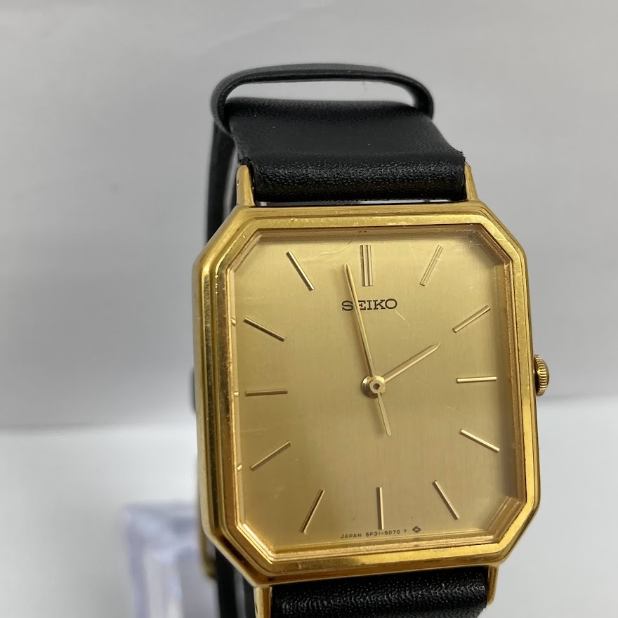 【稼動品】　SEIKO　セイコー　時計　クオーツ　ウォッチ　5P31-5C50　ゴールド　革ベルト_画像2