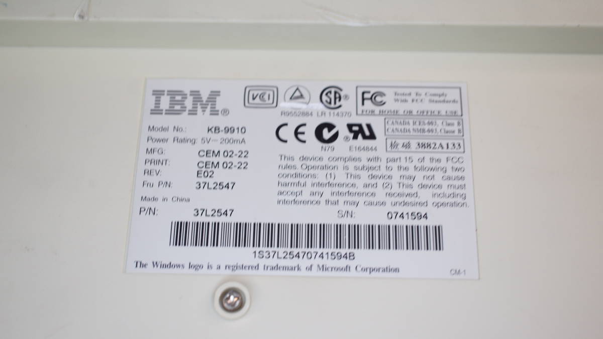 【パームレスト付き】IBM KB-9910 37L2547_画像5