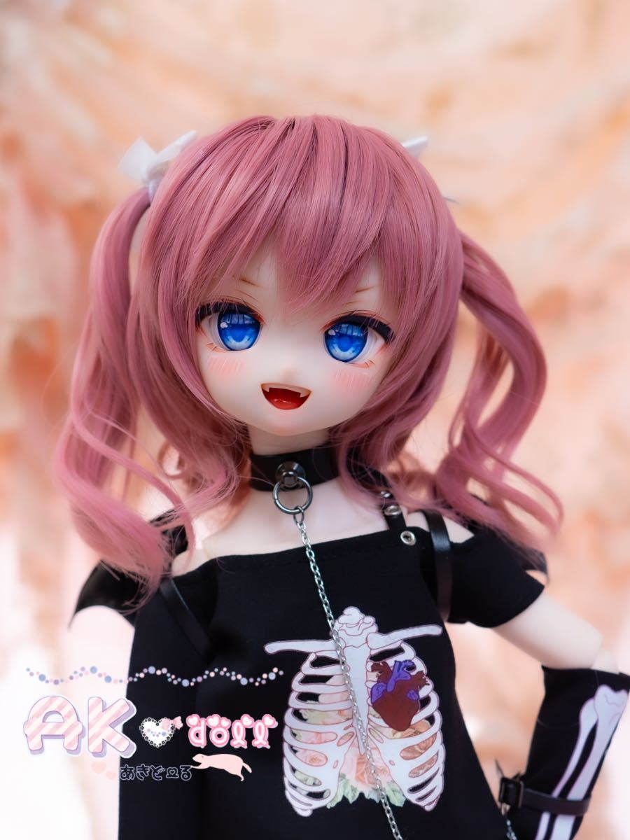 【AK*doll】DDH-27 カスタムヘッド ソフビ盛り 開口 SWセミホワイト レジンアイ付き_画像3