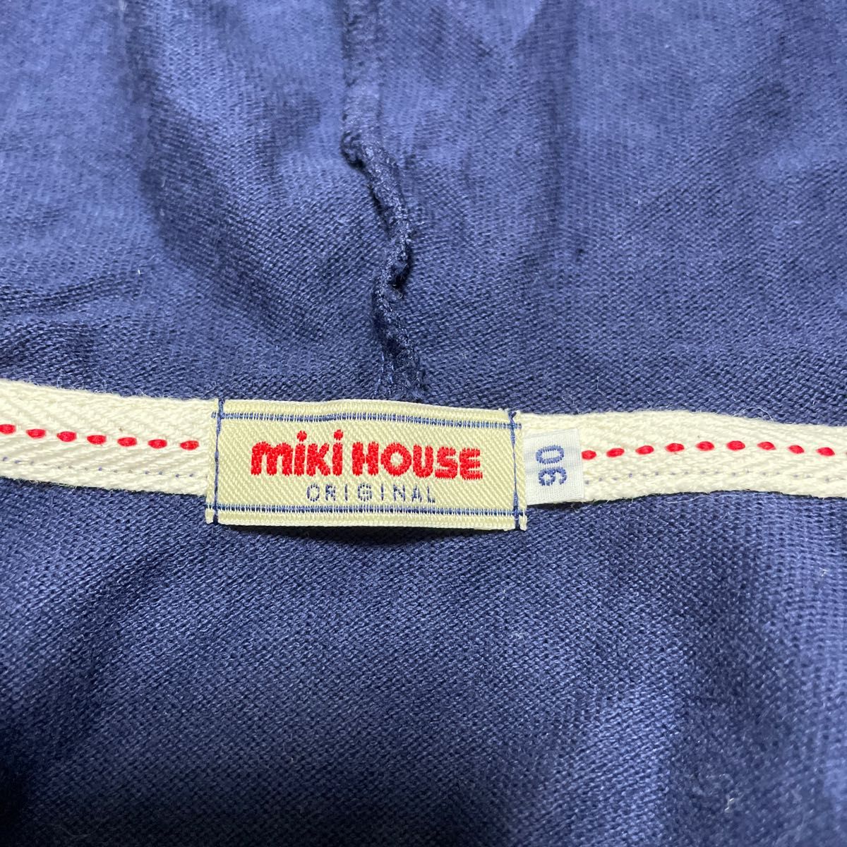 ミキハウス　くま　刺繍　ジップアップ　パーカー　フード付き　アウター　紺色 子供服