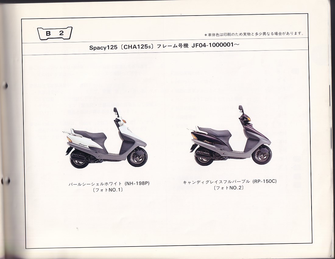 パーツカタログ　HONDA SPACY 125 CHA125S 　国内仕様　送料無料_画像2