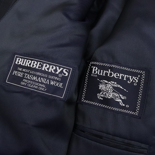 *BURBERRYS Burberry PURE TASMANIA WOOL полоса двойной breast костюм темный темно-синий AB6 внутренний стандартный товар 