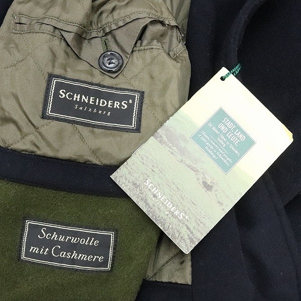  new goods *SCHNEIDERS salzburg/ Schneider cashmere . wool turn-down collar coat navy 42