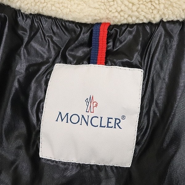 ●MONCLER モンクレール FRENE 襟ムートン ロゴワッペン付き ダウン ジャケット ベージュ 1_画像6
