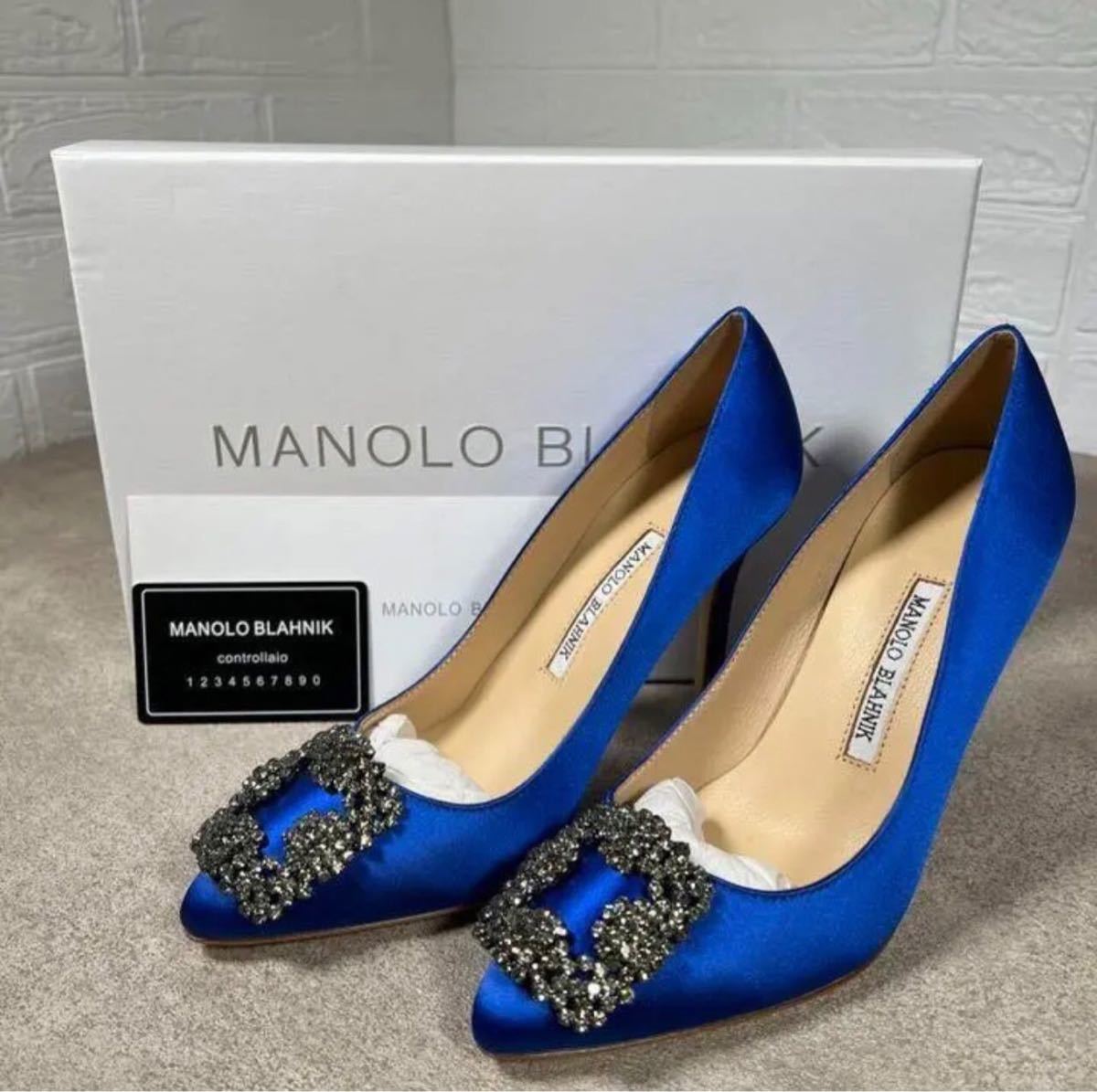 未使用 MANOLO BLAHNIK マノロブラニク ハンギシ パンプス サテン