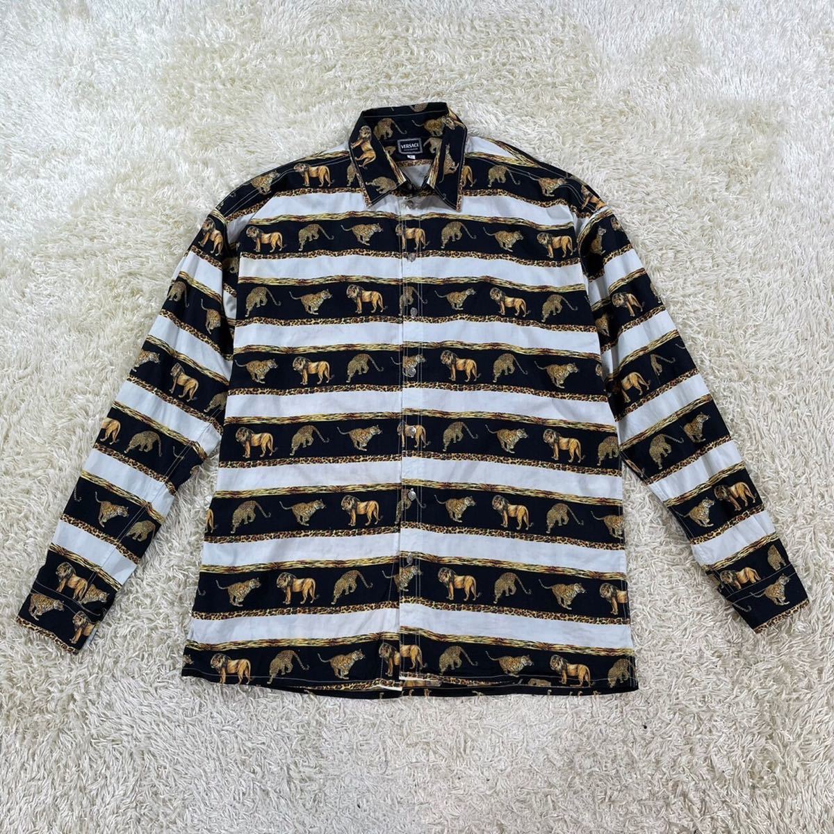 Versace ヴェルサーチ シャツ ビンテージ メデューサ 総柄 太陽 サン