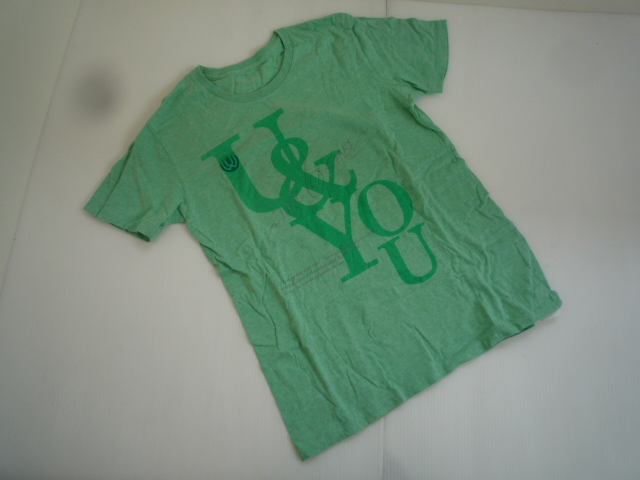 [. bargain!] *u- bar world | UVERworld * short sleeves T-shirt yellow green artist M size (HK27Z012)