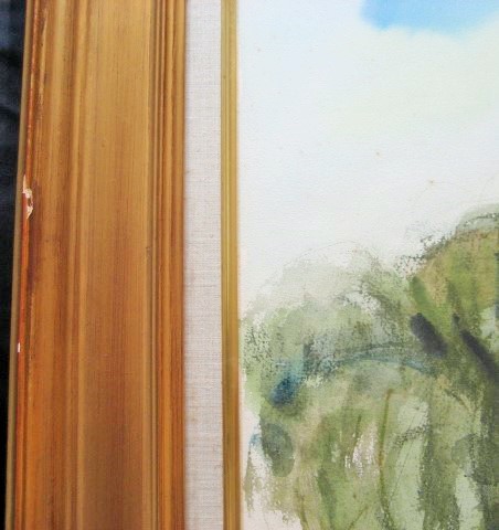生沢　朗　“　パリの教会　”　１０号　直筆パステル水彩画