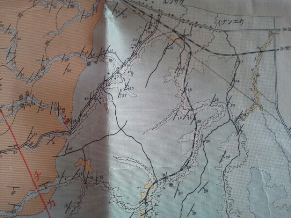 Showa 14 год [ Hokkaido . внутри масло рисовое поле земля качество map ( недостача царапина много )]. внутри блок времена карта часть размещение 
