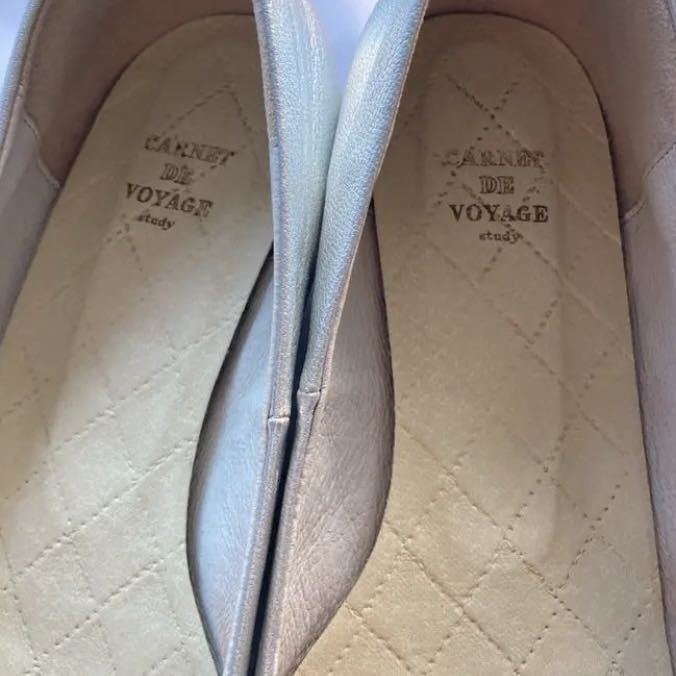 [CARNET DE VOYAGE]ka Rene doboya-jupo Inte do плоская обувь Flat туфли-лодочки балетки серебряный размер 35 22.5cm соответствует 