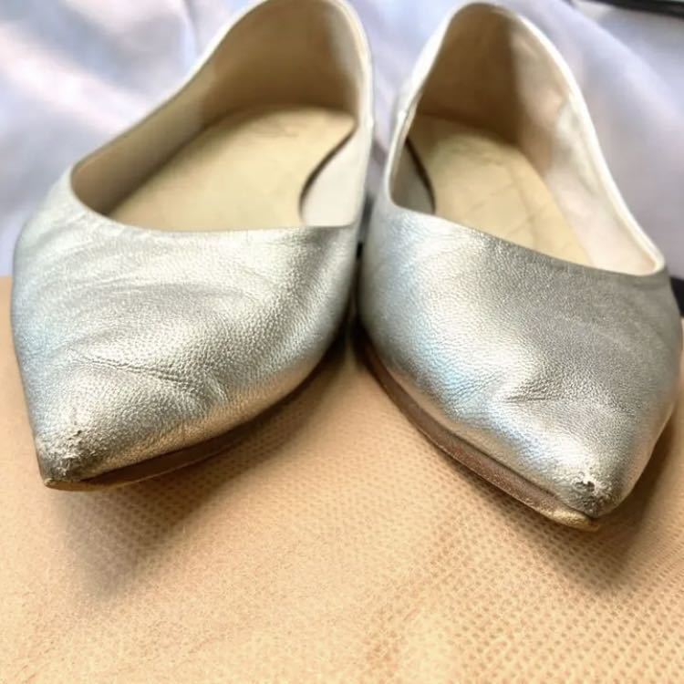 [CARNET DE VOYAGE]ka Rene doboya-jupo Inte do плоская обувь Flat туфли-лодочки балетки серебряный размер 35 22.5cm соответствует 