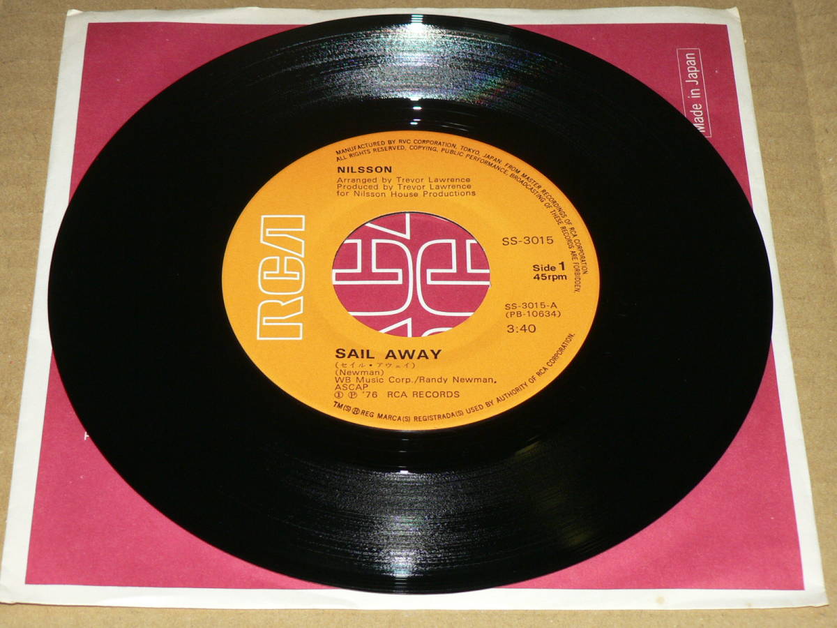 EP／ニルソン「セイル・アウェイ」＆「ムーンシャイン・バンディット」ランディ・ニューマンを歌う　’76年盤／美盤、再生良好_両面美盤＝再生良好