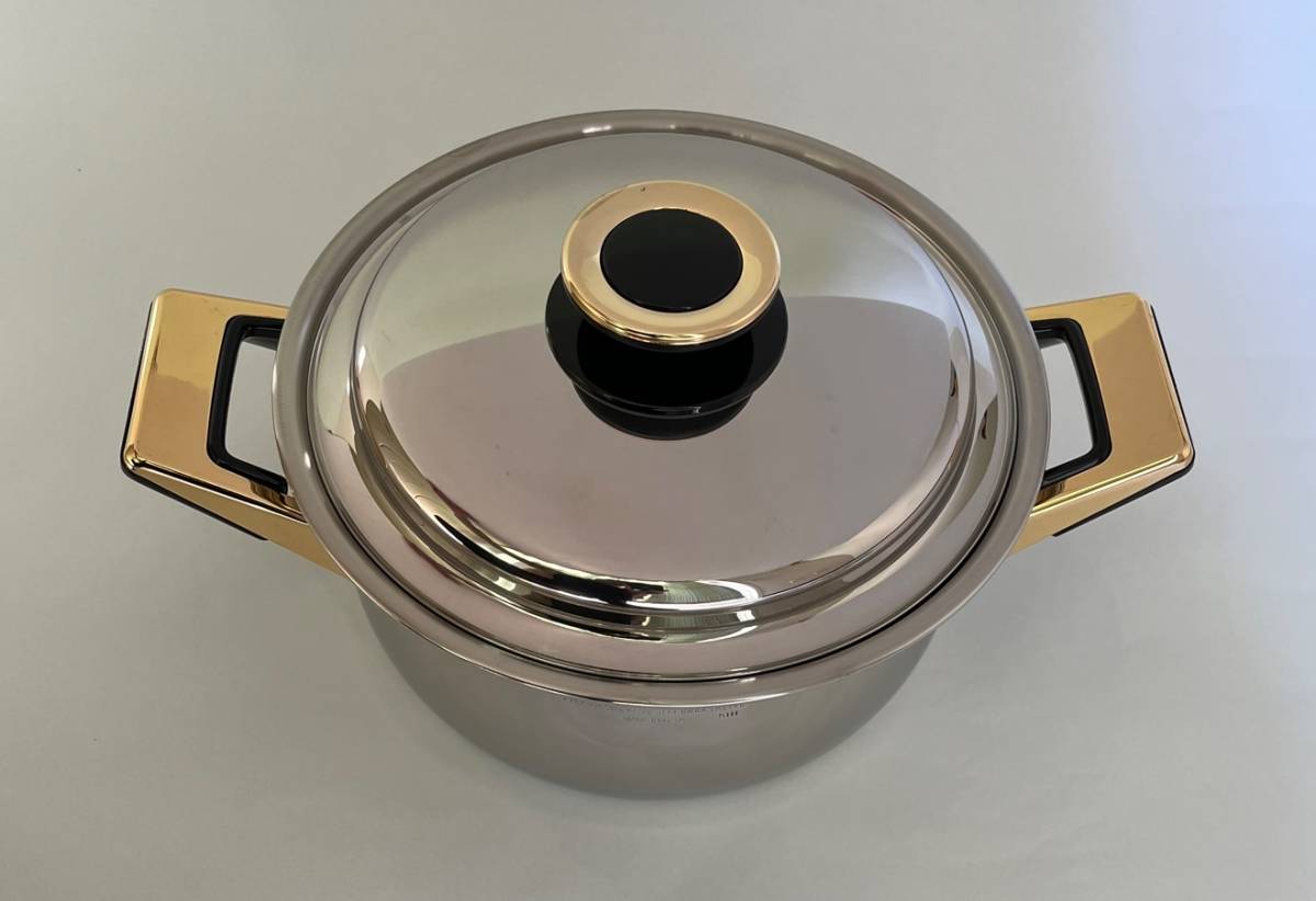 【美品/送料無料】タッパーウェア レインボークッカー 19cm 深鍋 両手鍋 2.8L ステンレス鍋 取扱説明書 Tupperware Rainbow  Cooker IH対応