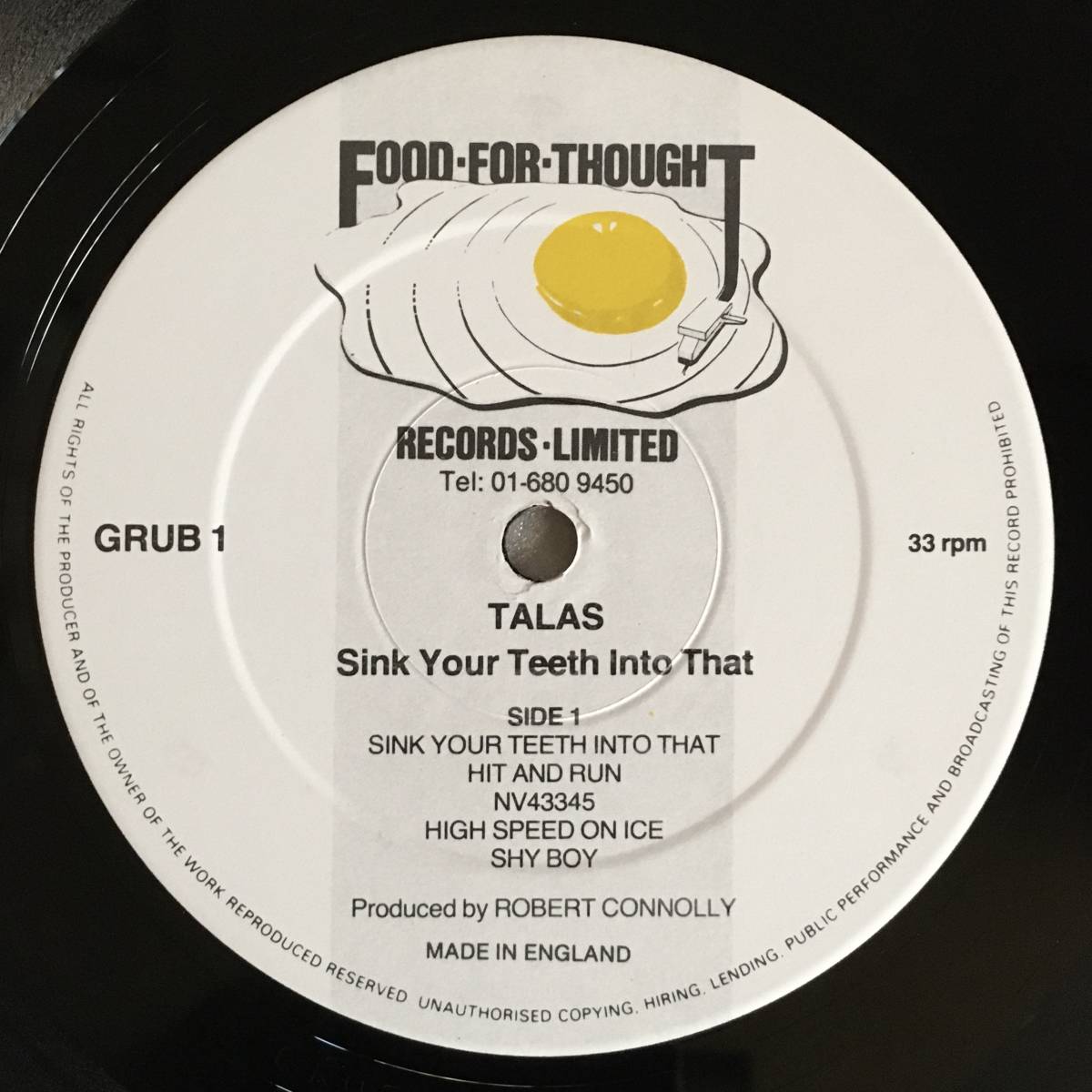 TALAS「SINK YOUR TEETH INTO THAT」UK ORIGINAL FOOD FOR THOUGHT GRUB 1 '82 with ORIGINAL INNER SLEEVE BILLY SHEEHAN pre-MR.BIG_画像6