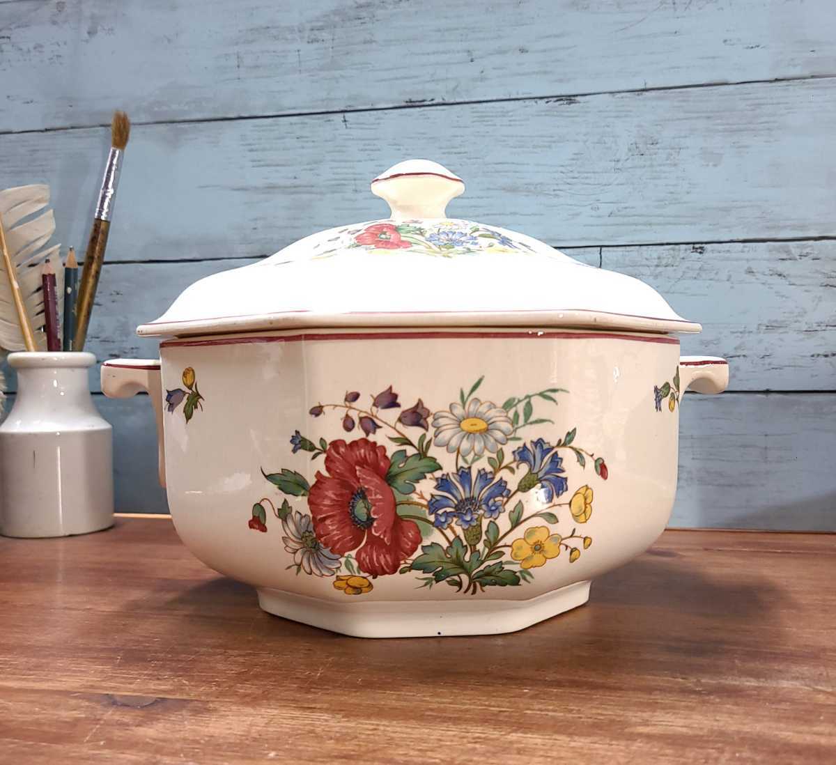  Германия античный VILLEROY&BOCH Hsu Pierre суп pot крышка имеется редкий Villeroy & Boch maid in France Франция производства цветочный принт UGG rest 