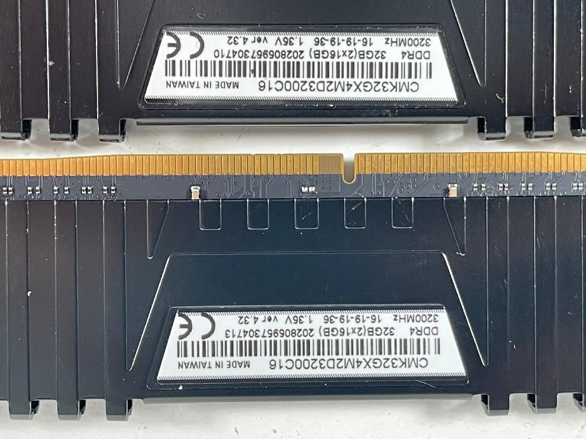 VENGANCE LPX デスクトップ用 メモリ DDR4-3200MHz 32GB(2×16GB) CMK32GX4M2D3200C16 2枚 セット PC パーツ 部品 【ジャンク品】の画像3
